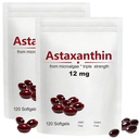 2staxanthin 12mg, 120 Softgels, Max Strength Antioksidant dengan Coconut Oil, Natural Formula, Absorpsi Tinggi untuk Eye & Skin Dukung, Natural Formula, Non-GMO, Gluten Free