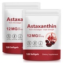 Astaxanthin 12mg, 120 Softgels, (2Pack) Premium Astaxanthin Antioxidant Activity, Supports Eye, Skin, Gabungan & Imune System Health, Fresh Micrae Source, Non-GMO