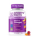 SmartyPants Multivitamin Gummies, Omega 3 (DHA / EPA), Vitamin D3, C, Vitamin B12, B6, A, K & Zinc, Biotin, Gluten Free, Three Fruit Flavors, 60 Count (30 Hari Suppply)