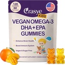 Omega 3 Gummies for Kids & Teens - Sugar Free Omega DHA & EPA Suplement Gummy for Children Brain and Imunity - No Fish Burps, Vegan - 120 Gummies