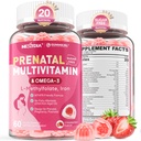 Prenatal Vitamin for Women Gummies, Methylfolat 1mg, Vegan Omega 3 DHA 800mg, Iron, Chooline, Iodin, Vitamin D3 B6 B12 - Multivitamin for Women Before, During & After Pregnancy, Sugar Free, 60 Count