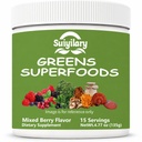 Suiylary Greens Superfood Powder for Digetical Health, Sugar Free Super Greens Powder, Spirulina, Chlorella untuk Bloating & Gut Dukungan Harian untuk Perempuan, Mixd Berry (15 Pelayan)