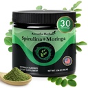 Spirulina Organik + Organic Moringa Greens Powder, Gluten- Free, Vegan Friendly, Detox & Digest, SuperFoods 30 Servis Made in USA