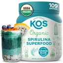 Kors Organic Spirulina Powder - USDA Tersertifikasi Organik, 109 Hamba Superfood Pounder untuk Smoothies & Juice, Non-Irradiated Blue Green Algae, Plant Based with Antioksidants, Vegan (13.5oz)