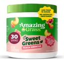 Amazing Grass Sweet Greens and Superfood Powder for Digetical Health, Greens Powder, Digetical Enzymes, Prograine, Spirulina, Chlorella, Peach Hibiscus, 30 Servis