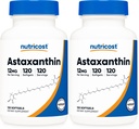 Nutricost Astaxanthin 12mg, Non- GMO dan Gluten Free, 120 Softgels (4 Bulan Supply) (Paket 2)