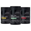Penelitian Olahraga ® Antioksidant Dukung Pack - Minyak Oregano 9500mg + Vitamin D3 K2 5000iu + Triple Kekuatan Astaxanthin
