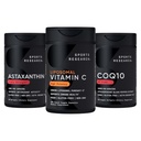Penelitian Olahraga ® Antioksidant Dukung Pack - Potensi Tinggi Lipomal Vitamin C Tambahan 100mg + Koenzim Q10 100mg + Triple Kekuatan Astaxanthin 12mg w / Organik Coconut Oil