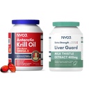 Krill Oil Omega 3 Tambahan 1000mg dan Milk Thistle Detox Suplemen 400mg, 2 Pack