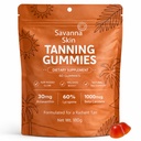 Savanna Skin Tanning Gummies, dengan Vitamin C & E, Astaxanthin, Beta Carotene, Skin Radiance & Hidration for Natural Looking Glow, Bronzing, Non- GMO, Vegan & Sugar Free (1)