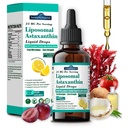 Lipomal Astaxanthin 24mg Liquid Drops, 11- 1 Antioksidant dengan MCT Oil, Lycopene & Organic Coconut Oil, Fresh Microalgae Source, Supports Eye Skin Joint Health for Women & Men, Lemon Flavors