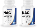 Nutricost N- Acetyl L- Cysteine (NAC) 600mg, 120 Vegetarian Capsules - Non-GMO, Gluten Free, Vegetarian Caps (Paket 2)