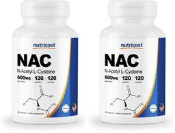 Nutricost N- Acetyl L- Cysteine (NAC) 600mg, 120 Vegetarian Capsules - Non-GMO, Gluten Free, Vegetarian Caps (Paket 2)