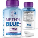 MAXLIFASI NATURALS Murni Methylene Blue Capsules, Ultimate Methylene Blue Pharmaceutical Tingkat 12mg - 60 Capsules dengan Vitamin C Ester & NAC Glycine, Mendukung Fungsi Sel & Kognitive, dibuat di Amerika Serikat