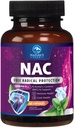 Tambahan NAC - 1200mg per Serving N-Acetyl- L- Cysteine - Optimal Absorpsi Dukungan dengan Antioksidan Powerful - Respiratory & Liver Kesehatan Dukungan - Gluten Bebas, Botol di AS - 60 Capsules