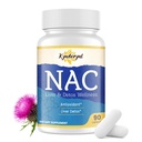 Tambahan NAC N-Acetyl Cysteine 124; Dose NAC 1000mg untuk Liver Focused 124; N-Acetyl-L- Cysteine dengan Milk Thistle & Glutathione 124; NAC Capsules 90- Count Vegan