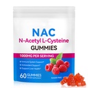 Daiasns NAC Gummies for Adules & Kids 10000mg - Chelable NAC Suplement N- Acetyl Cysteine Support Lung & Liver Detox, Antioksidant & Imune Defense, Strawberry Flavor 60 Count