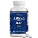 VivoNu TUDCA 2000mg + NAC 1200mg Kompleks Suplemen Suplemen TuDCA Bile Salt + N Acetyl Cysteine, Suplemen Antioksidant untuk Liver & Lung & Galluck Cleanse, Ditraffic - 180 Capsules