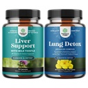 Bundle of Liver Cleanse Detox & Repair - Support Thistle Milk untuk Dibuble & Ammune Health with Beetroot & Artichoke and Lung Detox Mullein Leaf Capsules with NAC Quercetin & Cordyceps Extracts