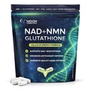NMN + L-Glutathione Suplemen - NAD + Dukungan, Mitokondrial Energy & Antioksidant Pertahanan dengan CoQ10, NAC, PQQ & Alpha Lipoic Acid - 120 Capsules. Isi Ulang Paket