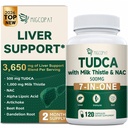 Migcopat 7-inOne TudCA Suplemen, 3650mg dengan Milk Thistle, NAC, Alpha Lipoic Acid, Root Dandelion, Bile Salts TudCA untuk Liver Cleanse Detox & Repair, Dukungan Bile Flow dan Digetical - 120 Capsules