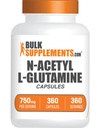 BulkSuplements.com N-Acetyl L- Glutamine Capsules - Suplemen Glutamine, Suplemen Acids Acids - Gluten Bebas, 1 Capsule per Serving (750mg), 360 Cacah (Paket 1)
