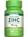 Nature 's Truth Cheleated Zinc 50mg 124; 100 Tablet = 124. Suplemen Mineral Escule = = Dari Gluconate Zinc 124; Vegan, Non-GMO & Gluten Free