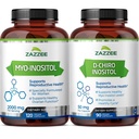 Zazzee 40: 1 Rasio Myo dan D-Chiro Inositol Suplemen Perempuan: Myo Inositol Capsules Plus D-Chiro untuk Peraturan Siklus Ovarian Dukungan & Overall Hormone Keseimbangan untuk Perempuan - Vegan Lab Test