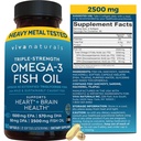 Triple Power Omega 3 Oil Suplemen untuk Pria dan Perempuan - 2500 mg High- Potency, Easy- to Absorb Re- Terdiri Triglyceride Formulir, Pescatarian- Friendly DPA DHA Omega 3 Tambahan, 180 Softgeels