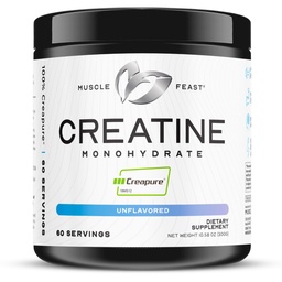Muscle Feast Creapine Creatine Monohydrate Powder, Vegan Keto Friendly Gluten- Free, Mass Gainer, Muscle Recovery Suplement dan Trusted Creatine for Muscle Growth, Creatine Powder, Unflashored, 300g