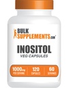 BulkSuplements.com Inositol Capsules - Vitamin B8, Inositol 1000mg untuk Overall Wellness - Gluten Bebas, 2 Kapsul per Serving, 120 Cacah (Paket 1)