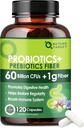 Progres for Women & Men Digetical Health with Prebiotic Fiber Suplement with 60 Billion Probiotic for Regularity & Gut Cleanse - Supports Occational Constipation - 120 Veggie Capsules