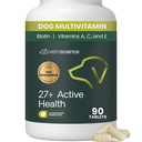 VetriScience 27 + Active Health Cable Tablet, Canine Plus Daily Multivitamin for Puppy and Adult Dogs, balanced Vitamin, Mineral dan Antioksidants, Kesehatan dan Wellness Duck, 90 Count