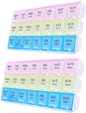 Large Weekly Pill Organizer 3 Times A Day, Moissture- Bukti 7 Hari Pill Box, Travel Pill Castes Portable untuk Pil Vitamin Persediaan Minyak Ikan, Obat-obatan