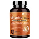 NAFURE TARGET Ubiquinol CoQ10 200mg softgeels with PQQ & Turmeric, High Absorpsi Koenzim Q10 Suplemen ALA & Black Pepper, Antioksidant for Heart & Brain Health Produksi, 120 Count