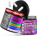 Biotin Growth Bundle - Biotin Vitamin & Kertin Kapsules + Hair Gumi dengan Collagen & Astragalus - Hair Nails Vitamin untuk Perempuan & Pria 124; 60 Caps + 60 Gummies