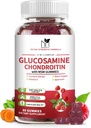 Glucosamin Chondroitin Gummies Triple Kekuatan (1,000mg Glucosamine, 750mg Chondroitin) dengan MSMM, Turmeric, Quercetin, Vitamin E, Dukungan Bersama Suplemen, Antioxidant 60 Gummies Raspberry Flavor