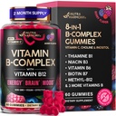 Vitamin B-Complex Gummies untuk Perempuan & Pria - Vitamin B12, B1, B2, B3, B5, B6, B7 & B9 - B Kompleks dengan Vitamin C & Choline - Energi, Otak & Mood