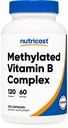 Metholated Nutricost Vitamin B Kompleks 120 Capsules - (60 Servings) Gluten- Bebas