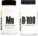 NutraBio B-100 B Vitamin Complex and Readed Magnesium Bundle - Vitamin Suplemen Bundle May help with Immune System, Bone Health, Healthy Hair, Skin, and Nails
