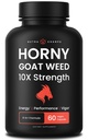 NutraChamps Horny Goat Weed, 1000mg Epimedium Energy Suplement, 10X Stromiin, Ginseng, Tribulus & Maca Pills for Women & Men, Enhanced Absorpsi dengan Black Pepper, 60 Vegan Capsules
