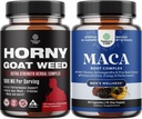 Bundle of Horny Goat Weed with Black Maca Root, Tonkat Ali, Saw Palmetto & Panax Ginseng Extract for Stamina & Energy and Black Maca Root with Siberian Ginseng Ashwagandha - Men 's Wellness Suplemen