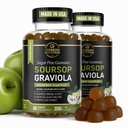 Soursop Leaves & Soursop Fruit Gummies - 3000mg Soursop Extract - 2 Pack Graviola Suursop Fruit and Leaf - 120ct - Sugar- Free - Gluten Free - Non-GMO - Vegan - Friendly