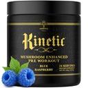 Ambrosia Kinetic Organic Pretraining, Mushroom Enhanced Natural Pre Workout Suppharder, Nootropic Superfood Pooder for Energy (Blue Raspberry)