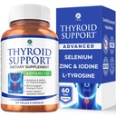1 Tubuh Thyroid Dukungan untuk Perempuan dan Pria, Selenium dengan Iodin, Zinc, B12, Ashwagandha dan L- Tyrosine, Supports Hormone Kesehatan, Energi dan Metabolisme, 30 Hari Suppply