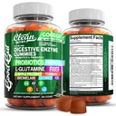 Clean Nutraceuticals Digetical Enzymes with Progetic & Pregories for Digetical Health Gummies & L- Glutamine for Gut Health Bromelain Apple Pectin Inulin FOS Plant Based Vegan Gummy Vitamins