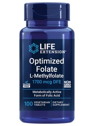Ekstensi Hidup Teroptimasi Mengabaikan - L-methylfolat - Dukungan Hati & Otak, Tingkat Homocysteine Sehat - Non-GMO, Gluten- Bebas, Vegetarian - 1700 mcg DFE, 100 tablet Vegetarian