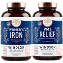 WINDSOR BOTANICALS Iron Suplement and PMS Relief Bundle for Women