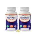 Vitamin Folic Acid 1000 mcg (1 mg) - 240 tablet Vegetarian (Paket 2) 1667 mcg DFE - Vitamin B9 untuk Prenatal, Heart & Cellular Health