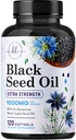 Softgeels Minyak Benih Hitam 1000mg - Premium Nigella Sativa Blackseed, Pure Natural Black Cumin Oil & Antioksidant untuk Dukungan Skin & Imune - Non GMO, Botol di AS Tambahan - 120 Softgeels